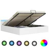 vidaXL Hydraulický posteľný rám+úložný priestor a LED biely umelá koža 160x200 cm - cena, srovnání