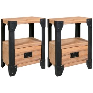 vidaXL Nočné stolíky 2 ks 40x30x54 cm masívne akáciové drevo a oceľ - cena, srovnání