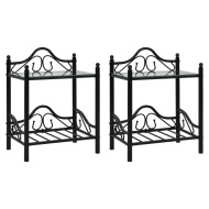 vidaXL Nočné stolíky, 2 ks, oceľ a tvrdené sklo, 45x30,5x60 cm, čierne - cena, srovnání