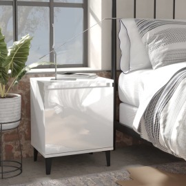vidaXL Nočné stolíky 2 ks nohy z kovu lesklé biele 40x30x50 cm