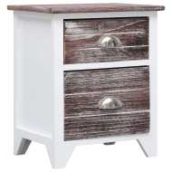 vidaXL Nočný stolík, hnedo biely 38x28x45 cm, drevo paulovnie - cena, srovnání