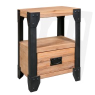 vidaXL Nočný stolík, masívne akáciové drevo, oceľ, 40x30x54 cm - cena, srovnání