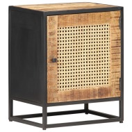 vidaXL Nočný stolík 40x30x50 cm surové mangovníkové drevo a rákos - cena, srovnání