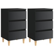 vidaXL Nočné stolíky s drevenými nohami 2 ks lesklé čierne 40x35x69 cm - cena, srovnání