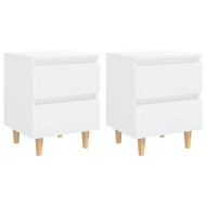 vidaXL Nočné stolíky s nohami z borovicového dreva 2 ks vysokolesklé biele 40x35x50 cm - cena, srovnání
