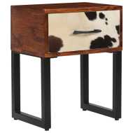 vidaXL Nočný stolík masívne sheeshamové drevo a pravá koža 40x30x50 cm - cena, srovnání