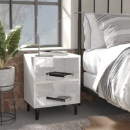 vidaXL Nočný stolík nohy z kovu lesklý biely 40x30x50 cm - cena, srovnání