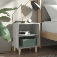 vidaXL Nočný stolík nožičky z masívneho dreva betónový sivý 40x30x50cm - cena, srovnání