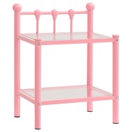 vidaXL Nočný stolík ružový a priehľadný 45x34,5x60,5 cm kov a sklo - cena, srovnání
