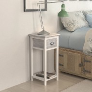 vidaXL Nočný stolík s 1 zásuvkou, sivý a biely - cena, srovnání
