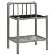 vidaXL Nočný stolík sivý a čierny 45x34,5x62,5 cm kov a sklo - cena, srovnání
