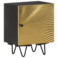 vidaXL Nočný stolík s mosadznou prednou stranou 40x30x50 cm masívne mangovníkové drevo - cena, srovnání