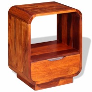 vidaXL Nočný stolík so zásuvkou, masívne sheeshamové drevo 40x30x50 cm