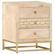 vidaXL Nočný stolík zlatý 40x30x50 cm masívne mangovníkové drevo - cena, srovnání