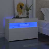 vidaXL Nočný stolík a LED svetlá 2 ks lesklý biely 60x35x40 cm - cena, srovnání