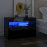 vidaXL Nočný stolík a LED svetlá 2 ks lesklý čierny 60x35x40 cm - cena, srovnání
