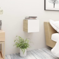 vidaXL Nočný stolík biely a dub sonoma 30,5x30x30 cm drevotrieska - cena, srovnání