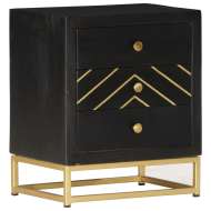 vidaXL Nočný stolík čierno-zlatý 40x30x50 cm mangovníkový masív - cena, srovnání