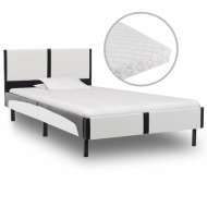 vidaXL Posteľ s matracom, bielo čierna, umelá koža 90x200 cm - cena, srovnání