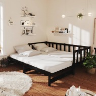 vidaXL Rozkladacia denná posteľ čierna borovicový masív 2x(90x200) cm - cena, srovnání