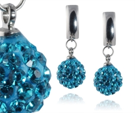 Šperky4u Ocelové náušnice kuličky - tyrkysové krystaly