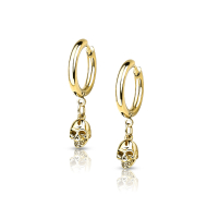 Šperky4u Zlacené ocelové náušnice kroužky s lebkami - cena, srovnání