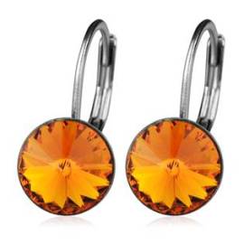 Nubis Ocelové náušnice s krystaly Swarovski TANGERINE