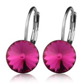 Nubis Ocelové náušnice s krystaly Swarovski FUCHSIA