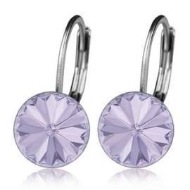 Nubis Ocelové náušnice s krystaly Swarovski VIOLET