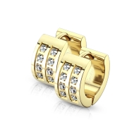 Šperky4u Zlacené ocelové náušnice se zirkony - cena, srovnání