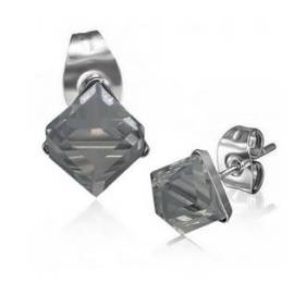 Šperky4u Ocelové náušnice - kostky šedé