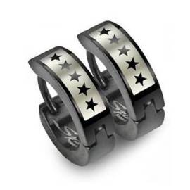 Šperky4u Ocelové náušnice - kroužky s hvězdami