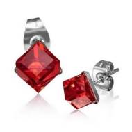 Šperky4u Ocelové náušnice - kostky červené - cena, srovnání