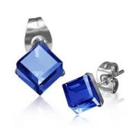 Šperky4u Ocelové náušnice - kostky tmavě modré - cena, srovnání