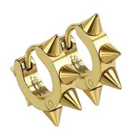 Šperky4u Ocelové náušnice s hroty, barva zlatá
