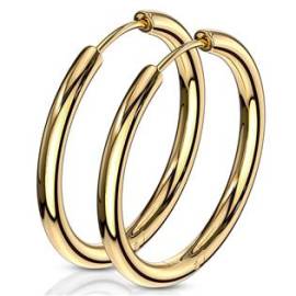 Šperky4u Zlacené ocelové náušnice - kruhy 25 mm
