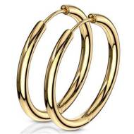 Šperky4u Zlacené ocelové náušnice - kruhy 25 mm - cena, srovnání