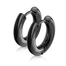 Šperky4u Černé ocelové náušnice - kruhy 26 mm