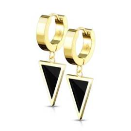 Šperky4u Zlacené ocelové náušnice kroužky s trojúhelníky