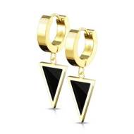 Šperky4u Zlacené ocelové náušnice kroužky s trojúhelníky - cena, srovnání