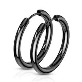 Šperky4u Černé ocelové náušnice - kruhy 21 mm