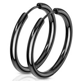 Šperky4u Černé ocelové náušnice - kruhy 25 mm
