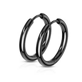 Šperky4u Černé ocelové náušnice - kruhy 17 mm