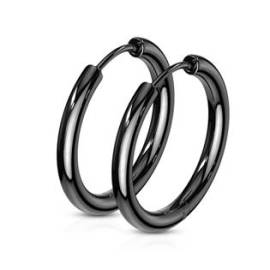 Šperky4u Černé ocelové náušnice - kruhy 19 mm