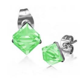 Šperky4u Ocelové náušnice - kostky zelené