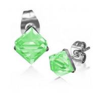 Šperky4u Ocelové náušnice - kostky zelené - cena, srovnání