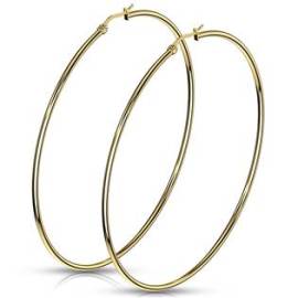 Šperky4u Zlacené ocelové náušnice - kruhy 75 mm