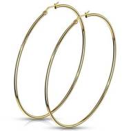 Šperky4u Zlacené ocelové náušnice - kruhy 75 mm - cena, srovnání