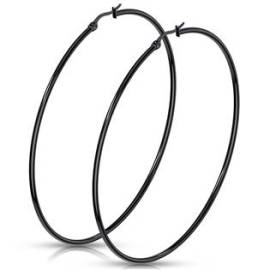Šperky4u Černé ocelové náušnice - kruhy 75 mm