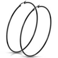 Šperky4u Černé ocelové náušnice - kruhy 75 mm - cena, srovnání